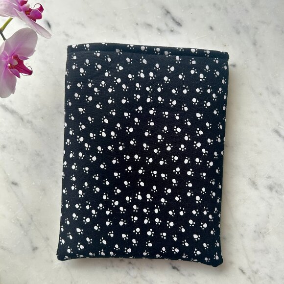 Handmade Book Sleeve – Black with white Paw Prints Pattern - Picture 1 of 4